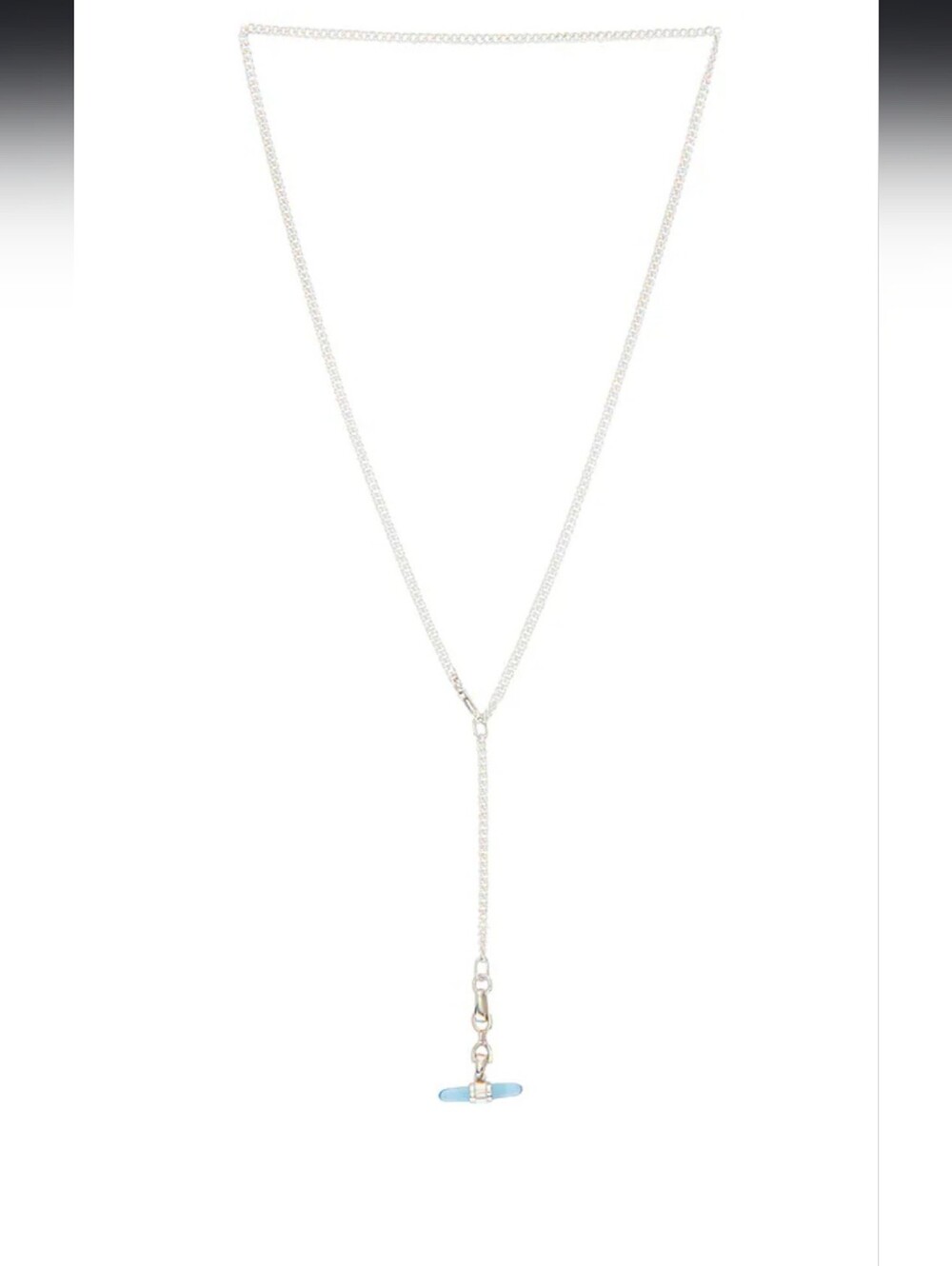 Lunette Barbell Link Necklace in Sterling Silver & Blue Topaz